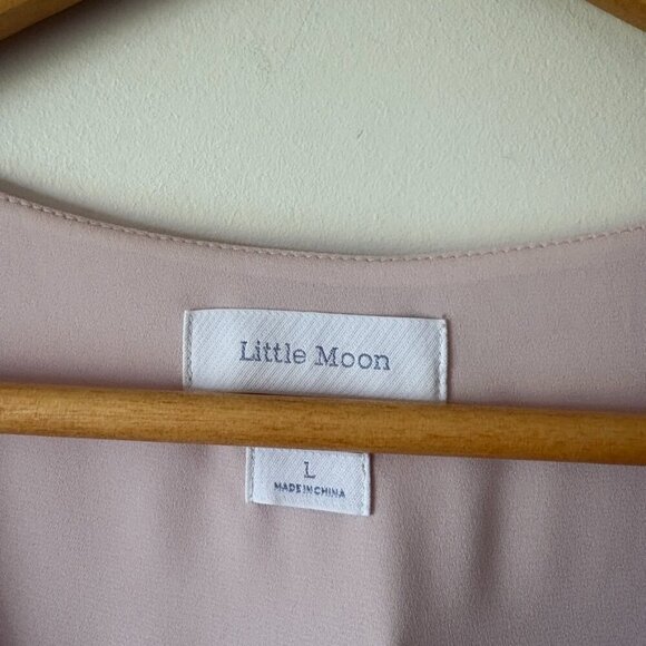 Aritzia Little Moon Sol Dress Semi Sheer Tiered Belted Mini Lilac Size Large - Picture 8 of 10